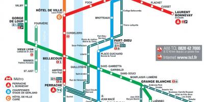 Lyon francuskoj metro mapu