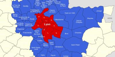 Mapa Lyon predgrađu 