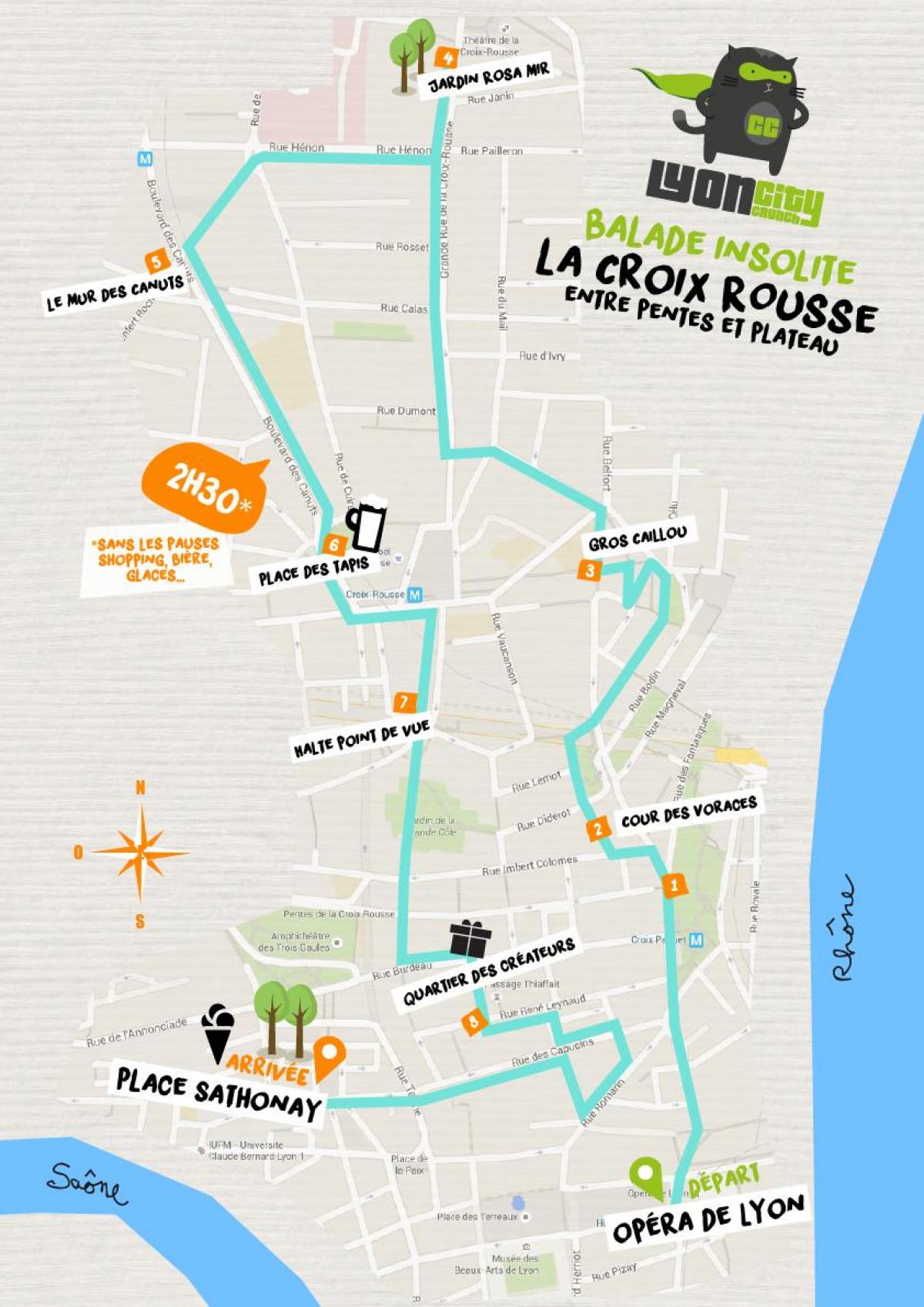 mapa croix rousseu Lyon 