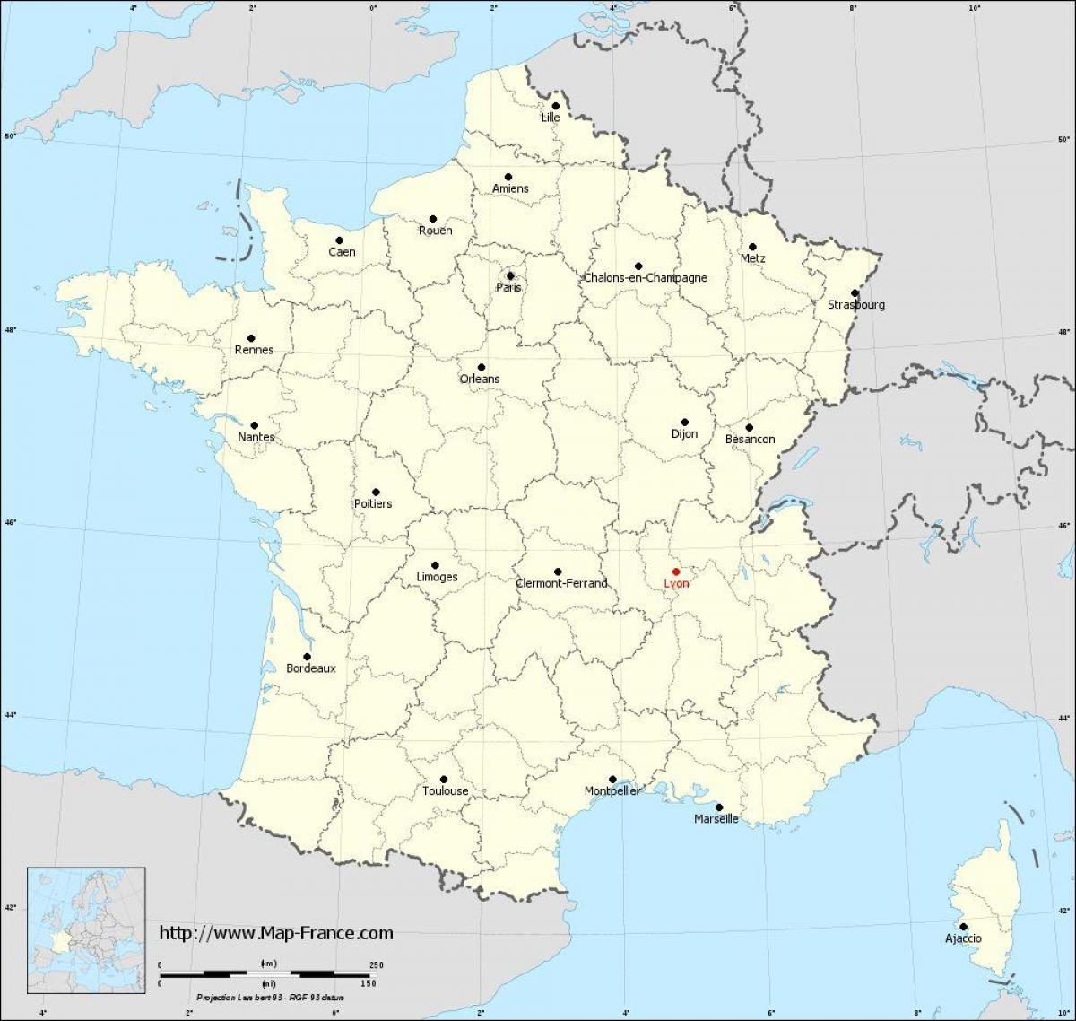 gdje je Lyons francuskoj u mapu