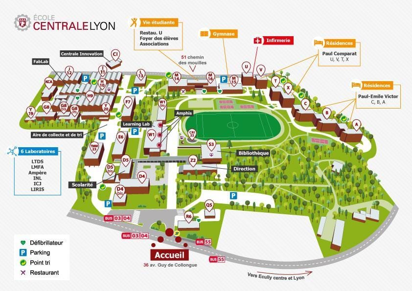 mapa Lyon školu