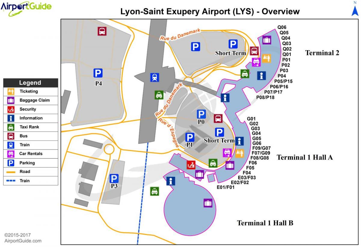 Lyon francuskoj aerodrom mapu