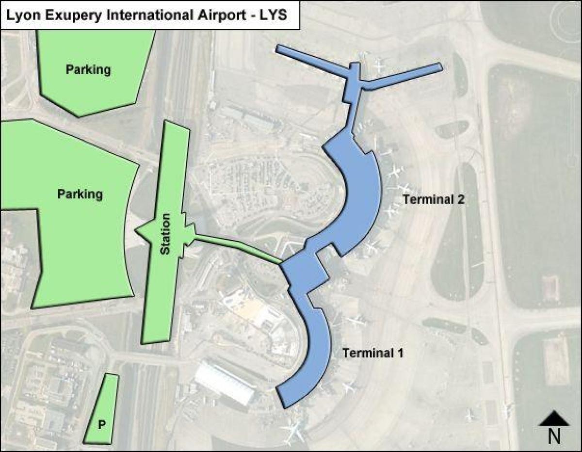 Mapa Lyon aerodrom terminala