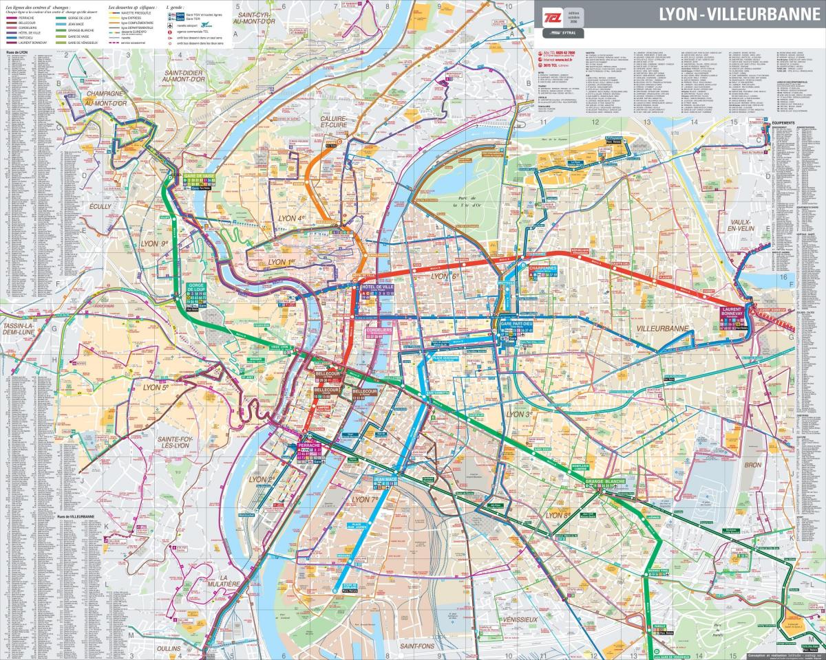 Lyon autobusnu rutu mapu