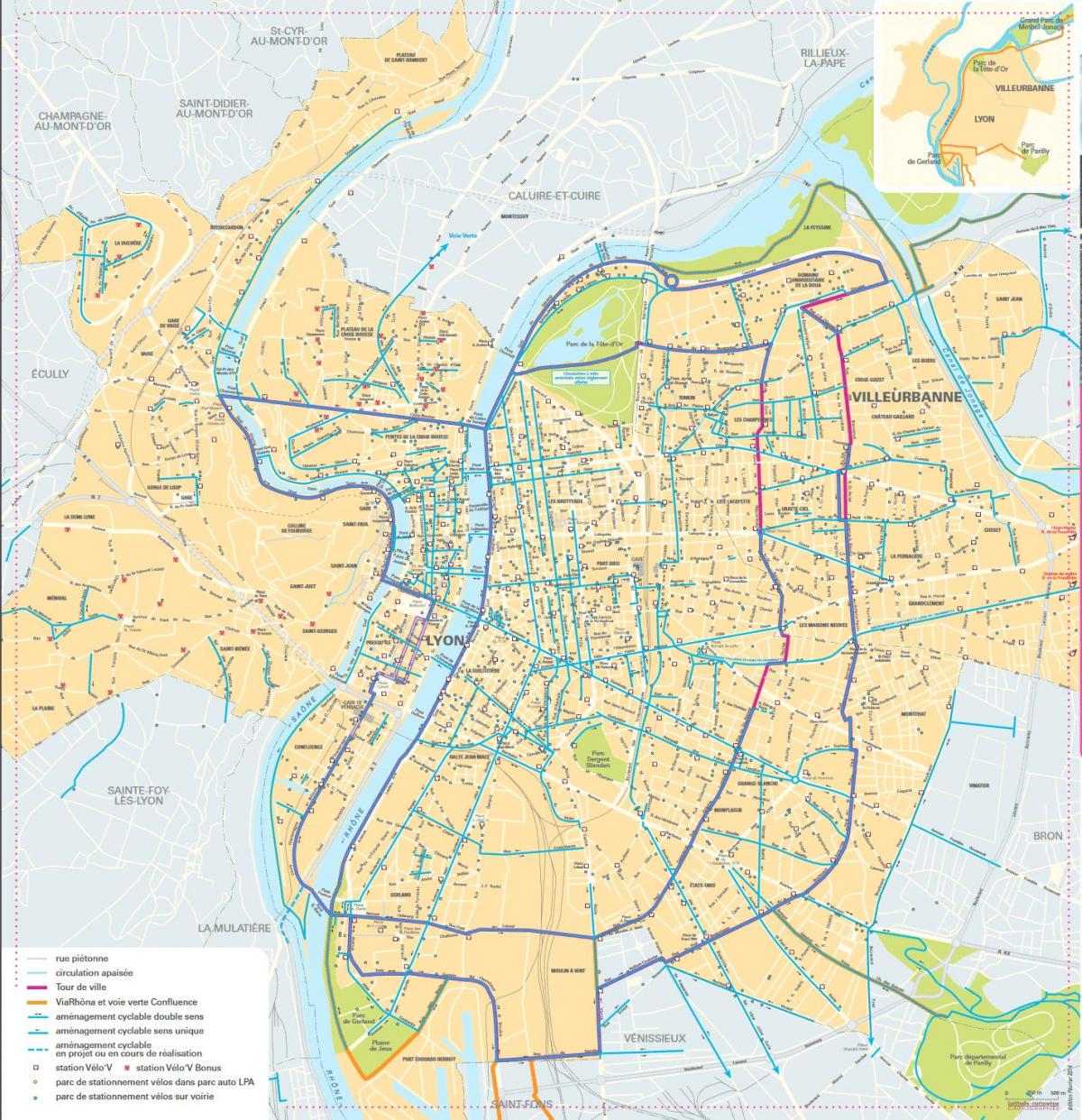 mapa Lyon bicikl