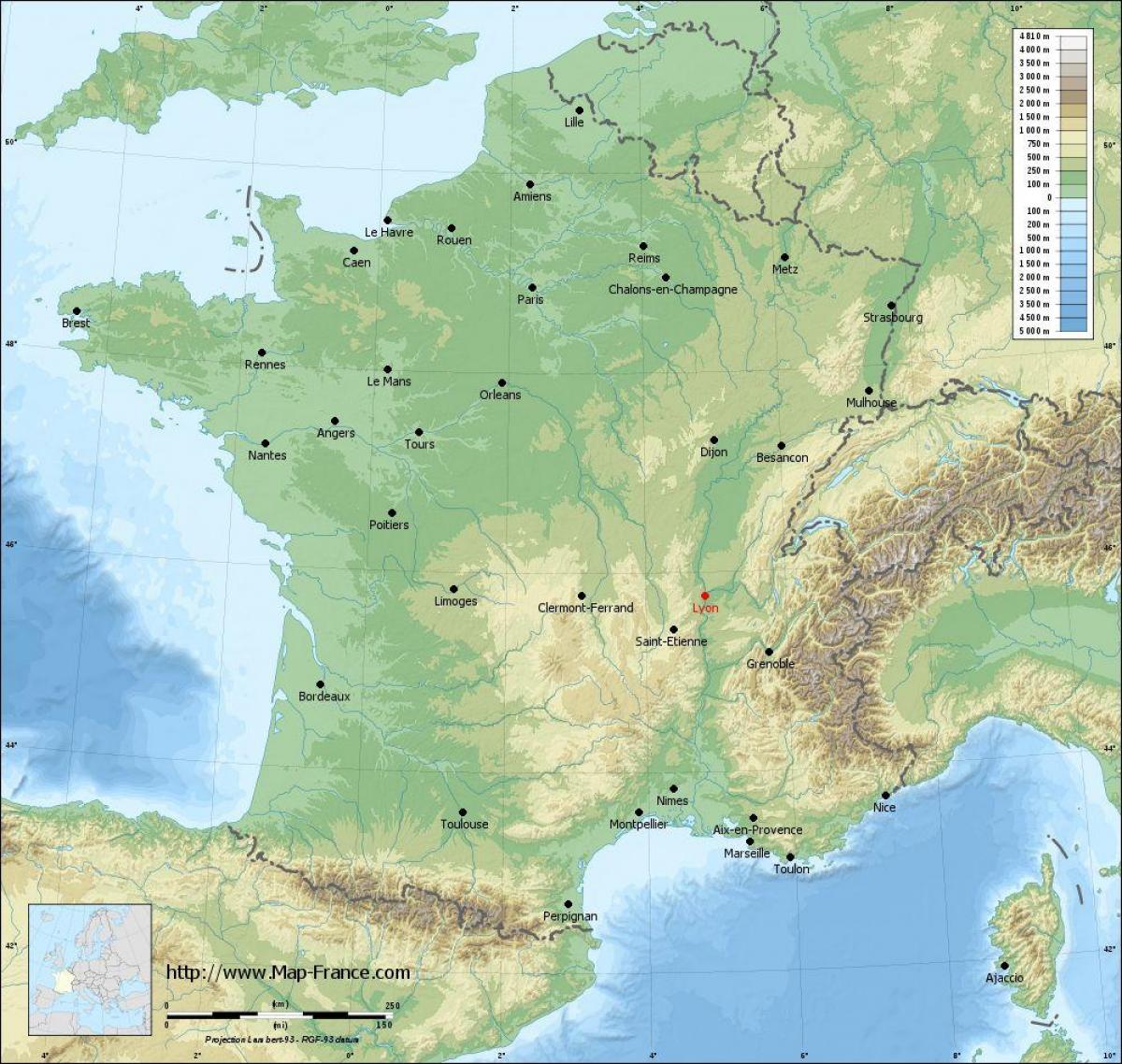Lyon francuskoj grad mapu