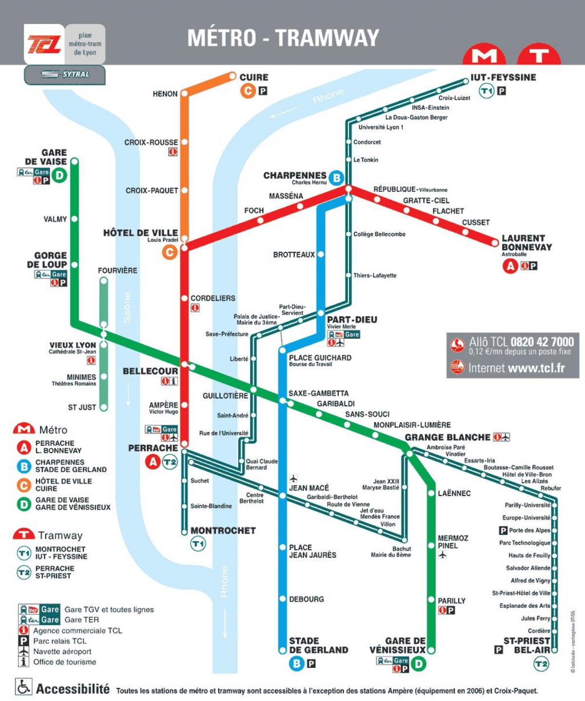Lyon francuskoj metro mapu
