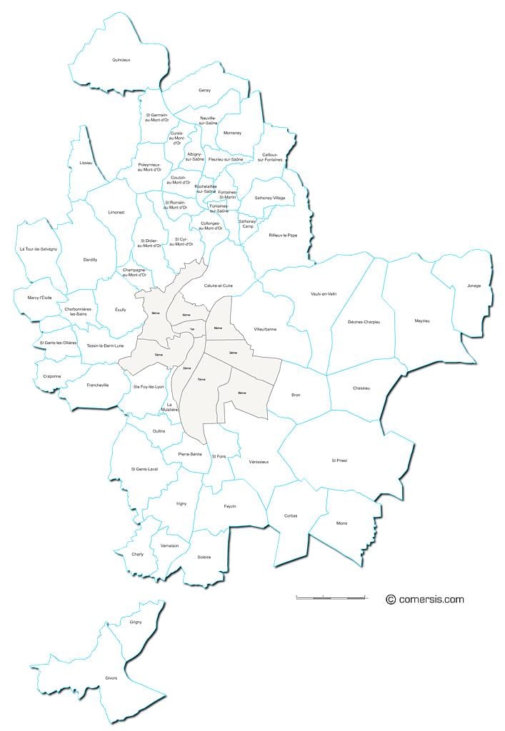 mapi francuske Lyon regionu
